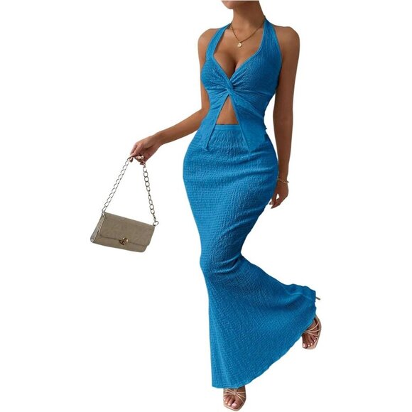 Other - Women's Two Piece Outfit Set Polyester Slim Fit Backless Halter Skirt Summer